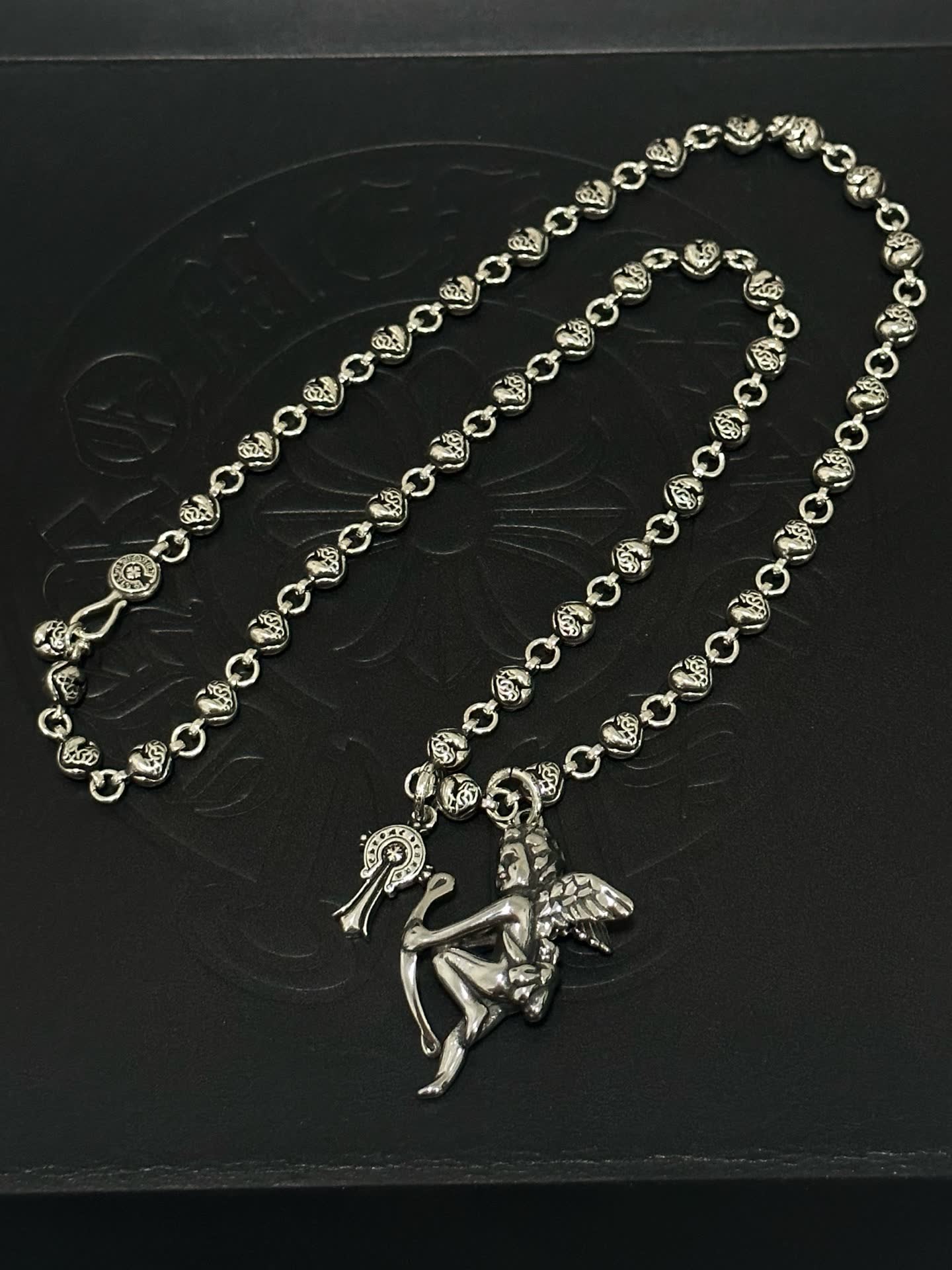 Chrome Hearts Silver Cupid Charm Necklace